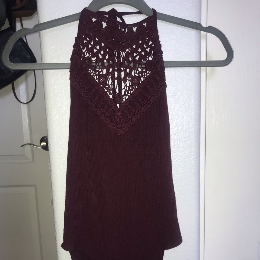 🔥2 for $10 Mudd Burgundy Halter One Piece